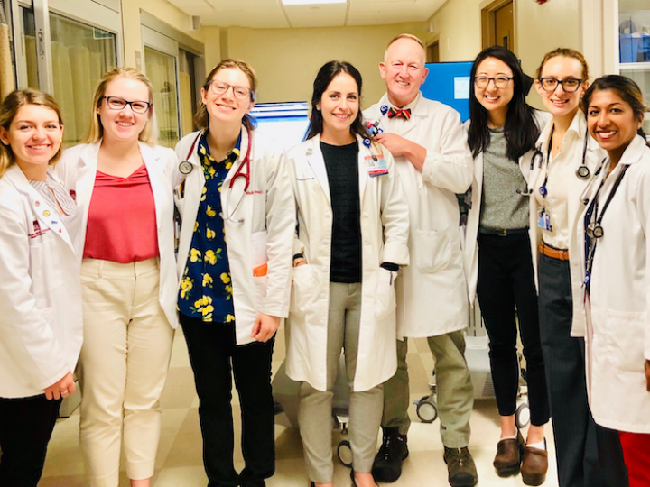 A group of IPE students stand together during their rotation at Albany Medical Center